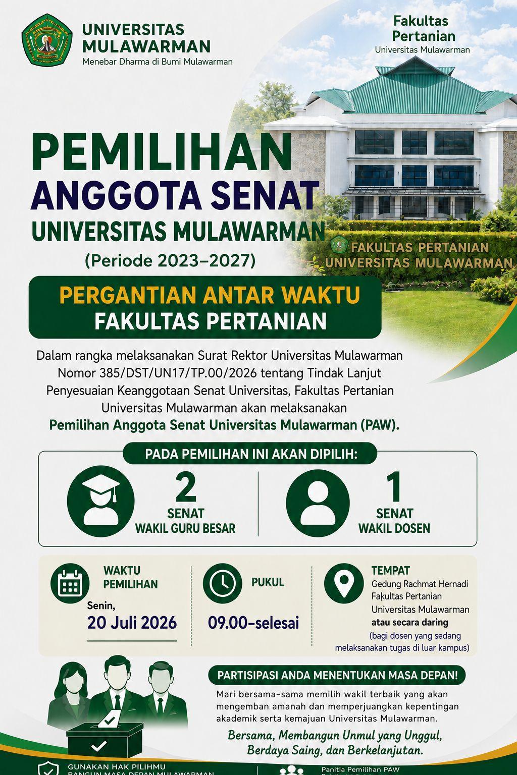 Flyer Pemilihan Senat Fakultas Pertanian Universitas Mulawarman